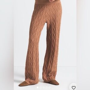SKIMS Brown Cable Knit Straight Leg Pants